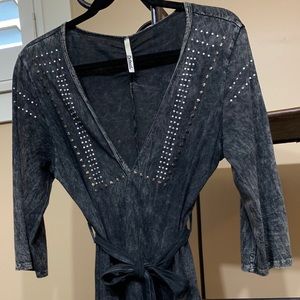 Pebzol Brand Washed Out Gray Studded Cardigan